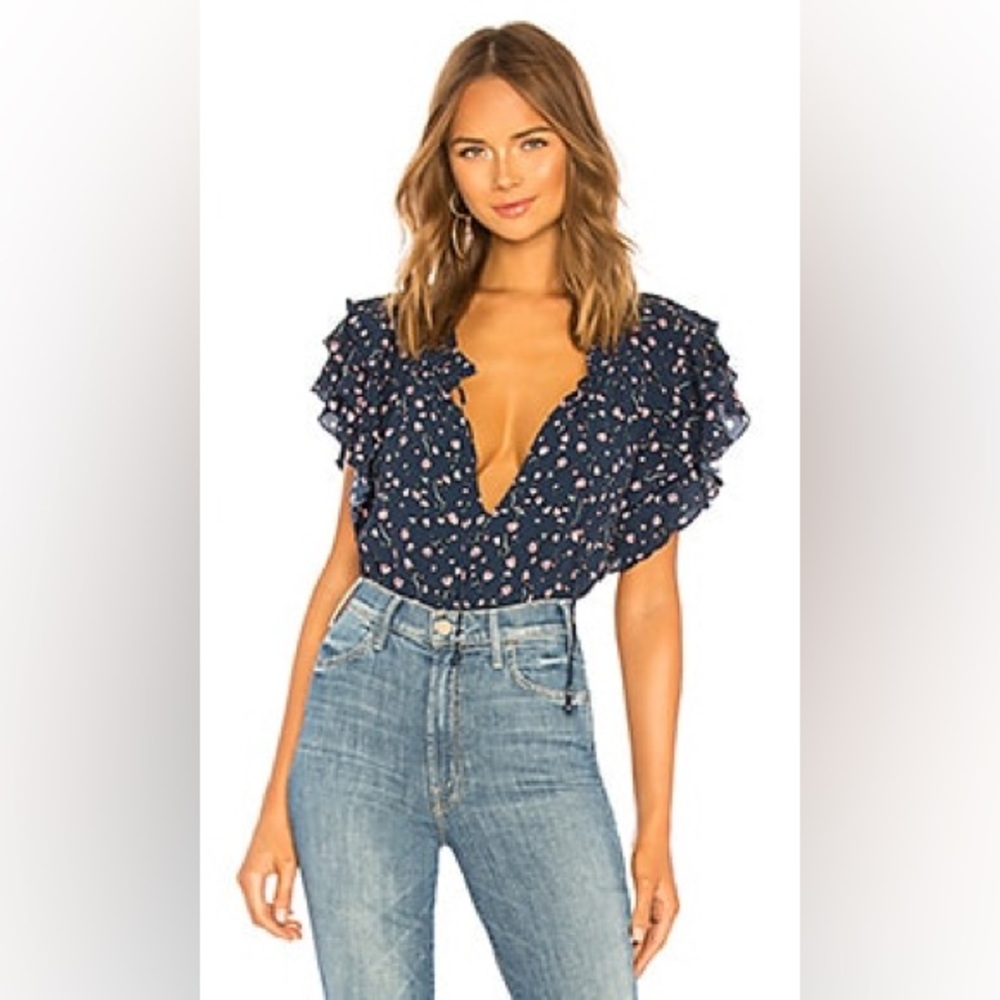Cleobella Rachel blouse in midnight blue sold out on revolve - Picture 1 of 4